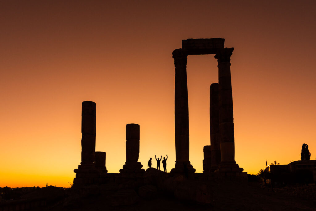 Citadel Amman Jordanië tempel Avondfotografie