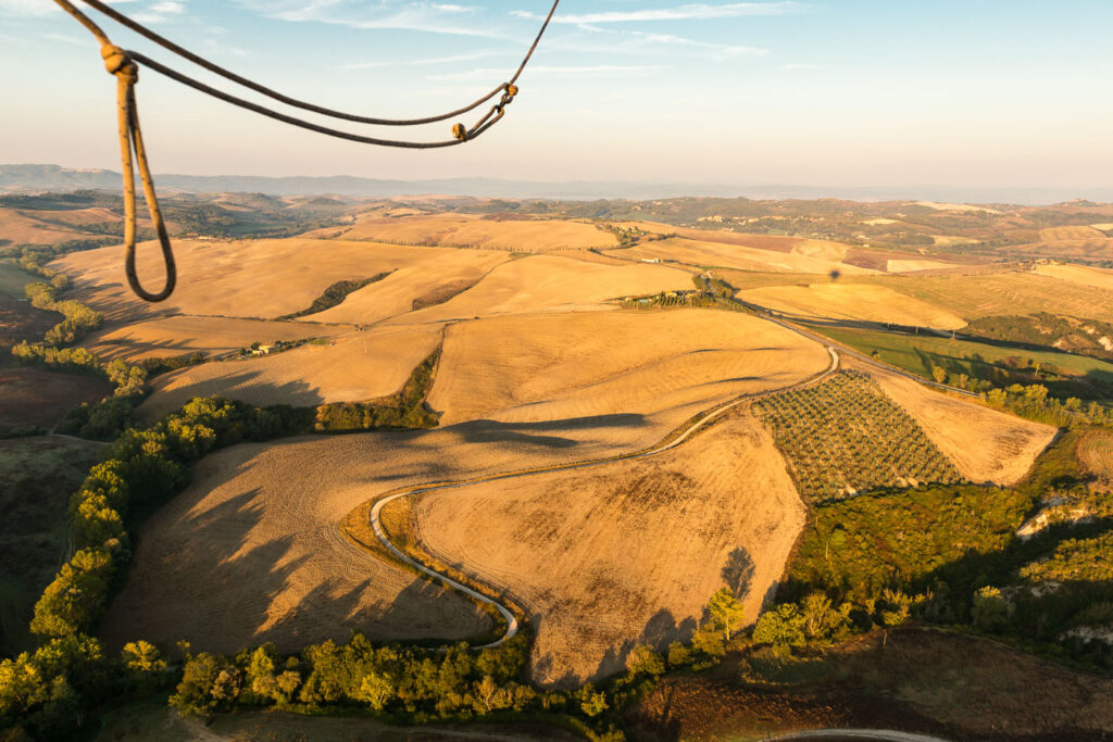 Ballonvlucht over Toscane heuvels fotografie reis
